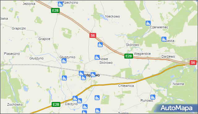 mapa Nowe Skórowo, Nowe Skórowo na mapie Targeo