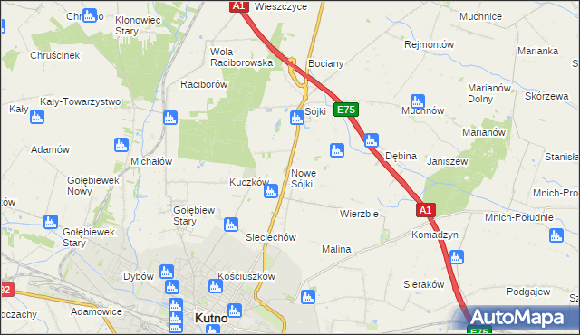 mapa Nowe Sójki, Nowe Sójki na mapie Targeo