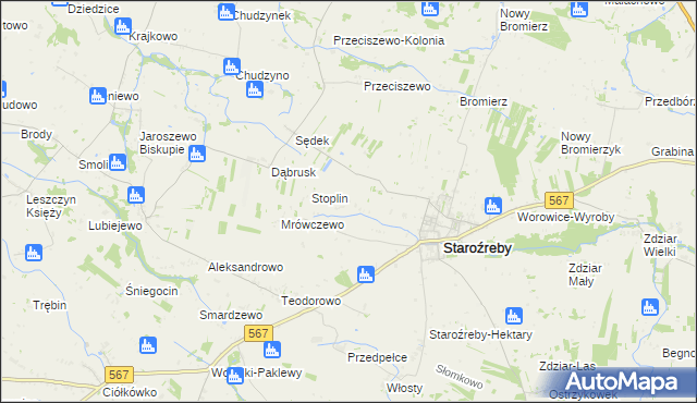 mapa Nowe Staroźreby, Nowe Staroźreby na mapie Targeo