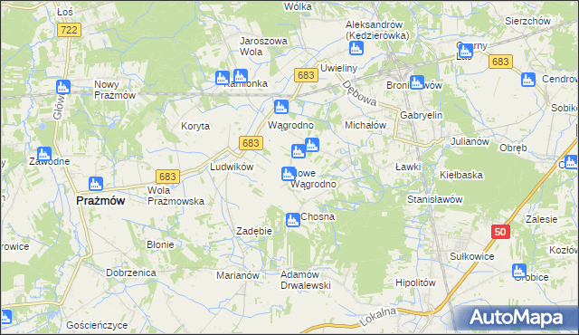 mapa Nowe Wągrodno, Nowe Wągrodno na mapie Targeo