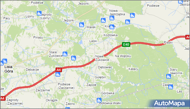 mapa Nowe Żukowice, Nowe Żukowice na mapie Targeo
