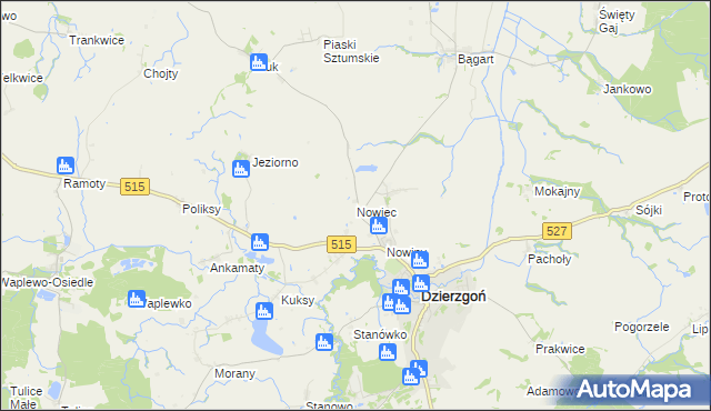 mapa Nowiec, Nowiec na mapie Targeo