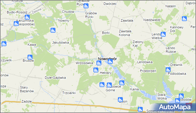 mapa Nowodwór powiat rycki, Nowodwór powiat rycki na mapie Targeo