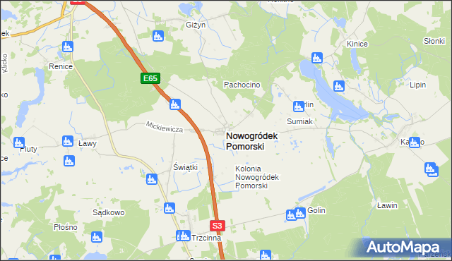 mapa Nowogródek Pomorski, Nowogródek Pomorski na mapie Targeo