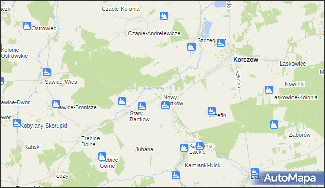 mapa Nowy Bartków, Nowy Bartków na mapie Targeo