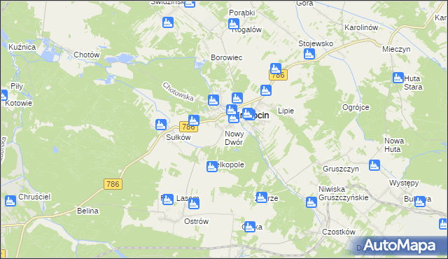 mapa Nowy Dwór gmina Krasocin, Nowy Dwór gmina Krasocin na mapie Targeo