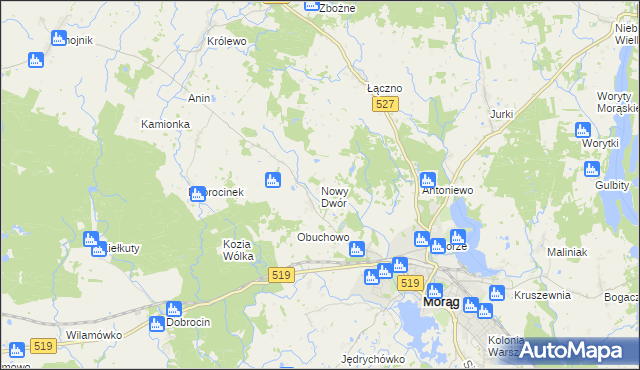 mapa Nowy Dwór gmina Morąg, Nowy Dwór gmina Morąg na mapie Targeo