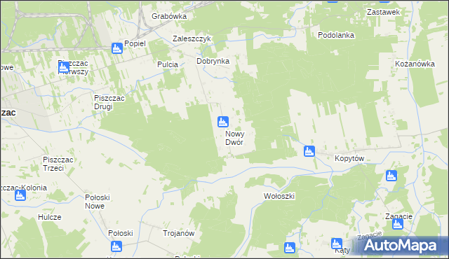 mapa Nowy Dwór gmina Piszczac, Nowy Dwór gmina Piszczac na mapie Targeo
