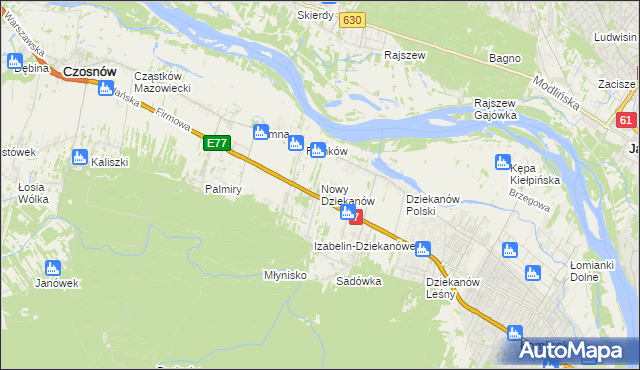 mapa Nowy Dziekanów, Nowy Dziekanów na mapie Targeo