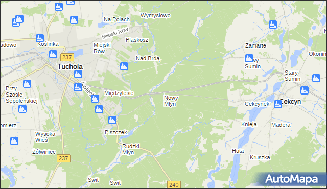 mapa Nowy Młyn gmina Cekcyn, Nowy Młyn gmina Cekcyn na mapie Targeo