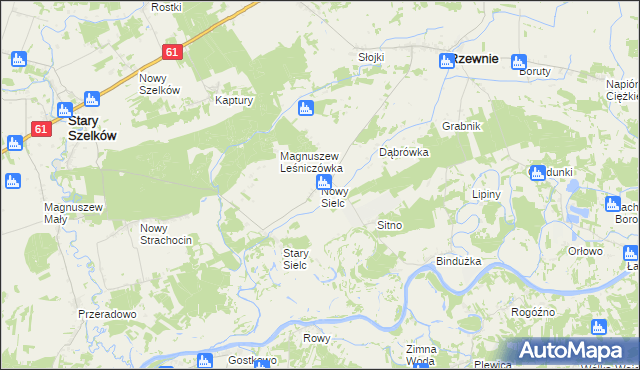 mapa Nowy Sielc gmina Rzewnie, Nowy Sielc gmina Rzewnie na mapie Targeo
