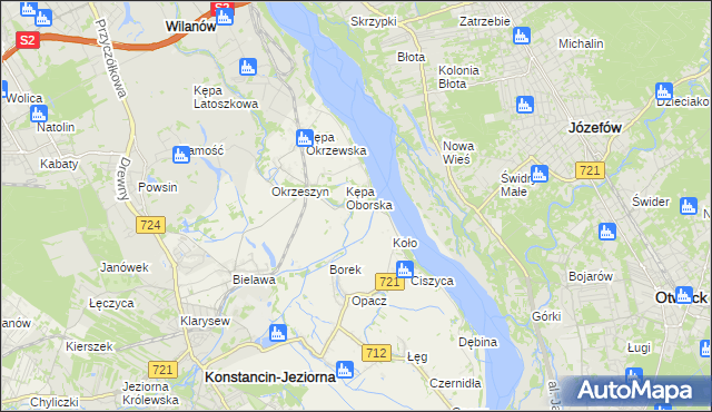 mapa Obórki gmina Konstancin-Jeziorna, Obórki gmina Konstancin-Jeziorna na mapie Targeo