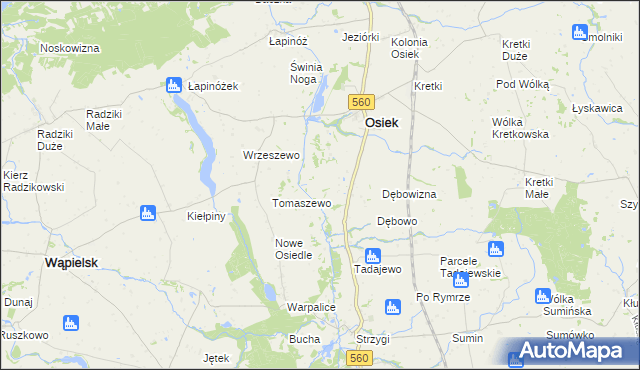 mapa Obórki gmina Osiek, Obórki gmina Osiek na mapie Targeo