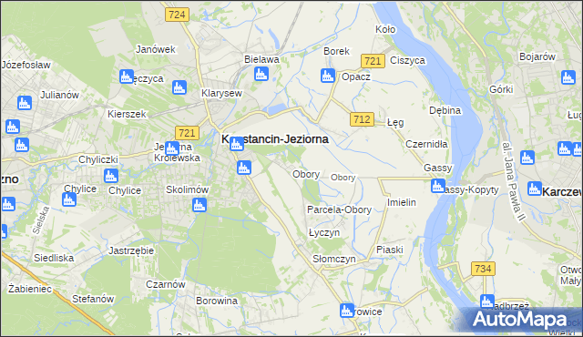 mapa Obory gmina Konstancin-Jeziorna, Obory gmina Konstancin-Jeziorna na mapie Targeo