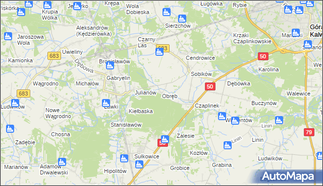 mapa Obręb gmina Góra Kalwaria, Obręb gmina Góra Kalwaria na mapie Targeo