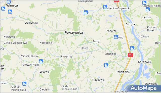 mapa Obręb gmina Pokrzywnica, Obręb gmina Pokrzywnica na mapie Targeo