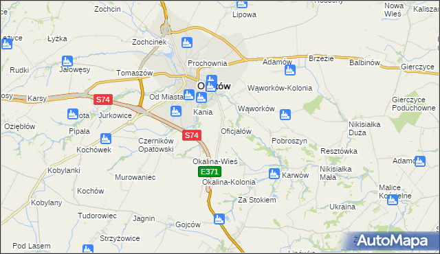 mapa Oficjałów, Oficjałów na mapie Targeo