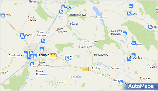 mapa Ogieniowo, Ogieniowo na mapie Targeo