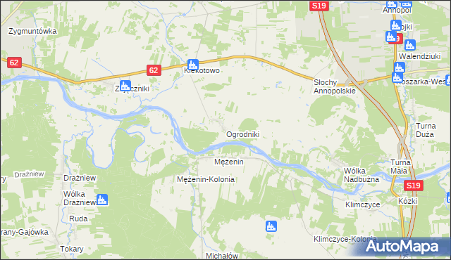 mapa Ogrodniki gmina Siemiatycze, Ogrodniki gmina Siemiatycze na mapie Targeo