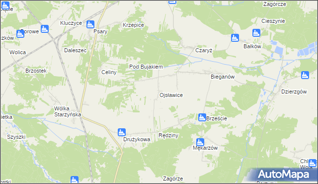 mapa Ojsławice, Ojsławice na mapie Targeo