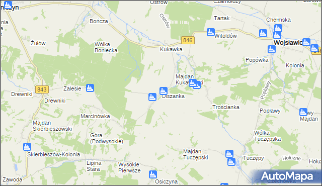 mapa Olszanka gmina Kraśniczyn, Olszanka gmina Kraśniczyn na mapie Targeo