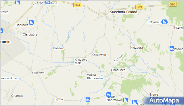 mapa Olszewko gmina Kuczbork-Osada, Olszewko gmina Kuczbork-Osada na mapie Targeo