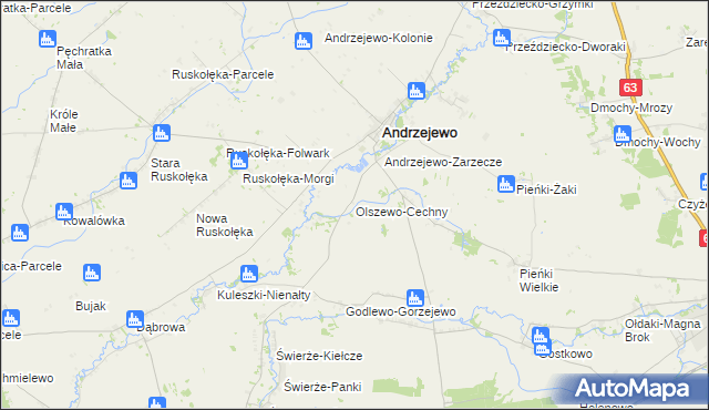 mapa Olszewo-Cechny, Olszewo-Cechny na mapie Targeo