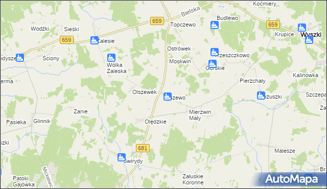 mapa Olszewo gmina Brańsk, Olszewo gmina Brańsk na mapie Targeo