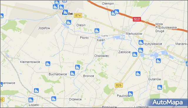 mapa Olszowiec gmina Markuszów, Olszowiec gmina Markuszów na mapie Targeo