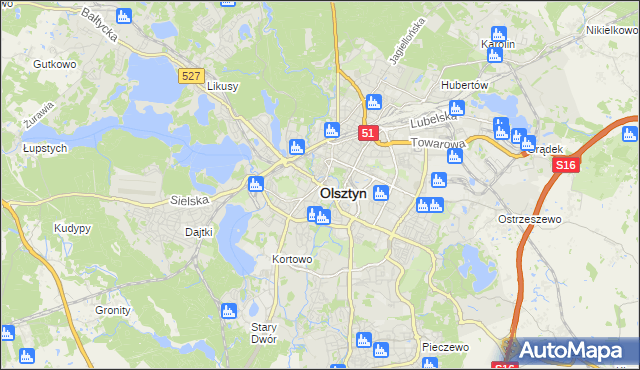 mapa Olsztyna, Olsztyn na mapie Targeo