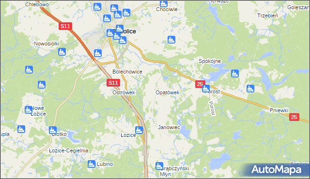 mapa Opatówek gmina Bobolice, Opatówek gmina Bobolice na mapie Targeo