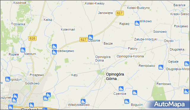 mapa Opinogóra Dolna, Opinogóra Dolna na mapie Targeo