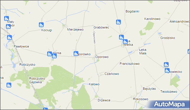 mapa Oporowo gmina Krzemieniewo, Oporowo gmina Krzemieniewo na mapie Targeo