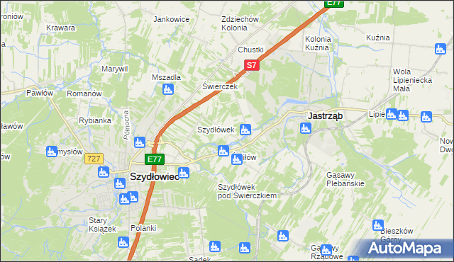 mapa Orłów gmina Jastrząb, Orłów gmina Jastrząb na mapie Targeo
