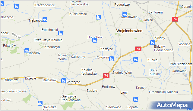 mapa Orłowiny, Orłowiny na mapie Targeo