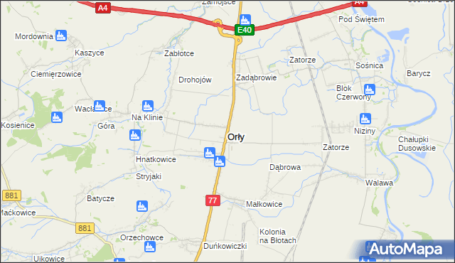 mapa Orły powiat przemyski, Orły powiat przemyski na mapie Targeo