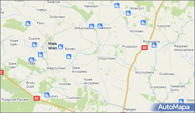 mapa Orszymowo, Orszymowo na mapie Targeo