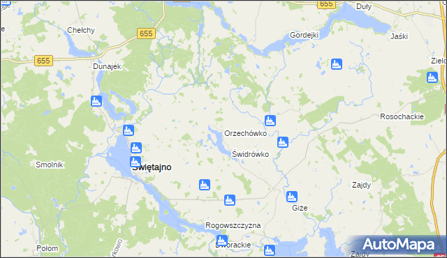 mapa Orzechówko gmina Świętajno, Orzechówko gmina Świętajno na mapie Targeo