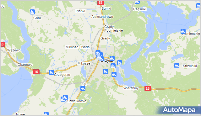 mapa Orzysz, Orzysz na mapie Targeo
