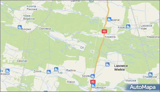 mapa Oś, Oś na mapie Targeo