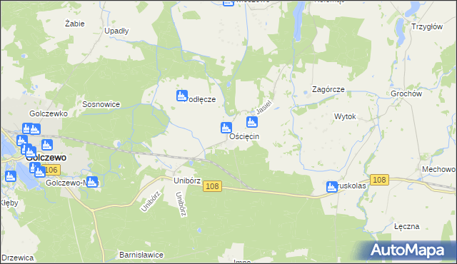 mapa Ościęcin, Ościęcin na mapie Targeo