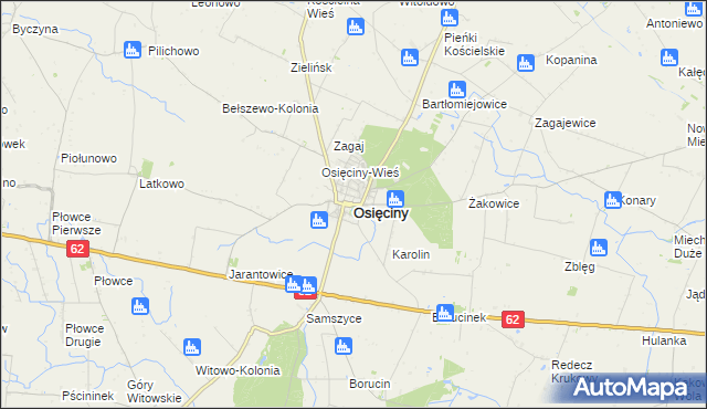 mapa Osięciny, Osięciny na mapie Targeo