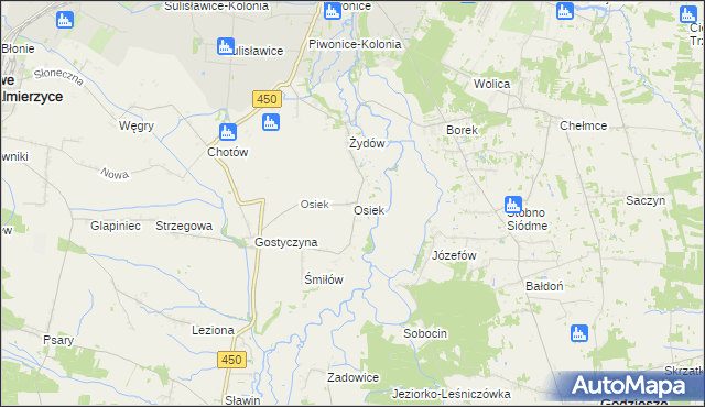 mapa Osiek gmina Nowe Skalmierzyce, Osiek gmina Nowe Skalmierzyce na mapie Targeo