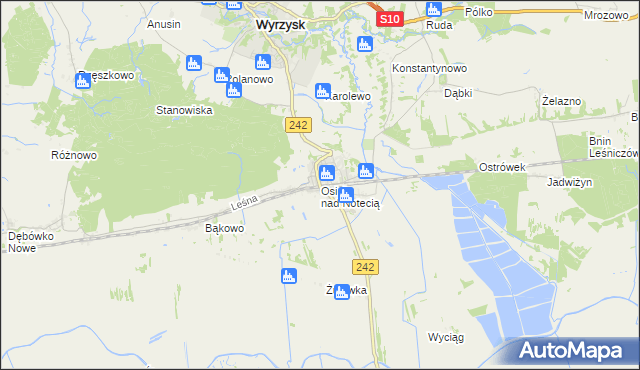 mapa Osiek nad Notecią, Osiek nad Notecią na mapie Targeo