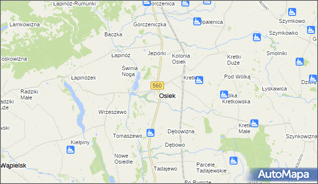 mapa Osiek powiat brodnicki, Osiek powiat brodnicki na mapie Targeo