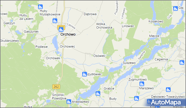 mapa Osówiec gmina Orchowo, Osówiec gmina Orchowo na mapie Targeo