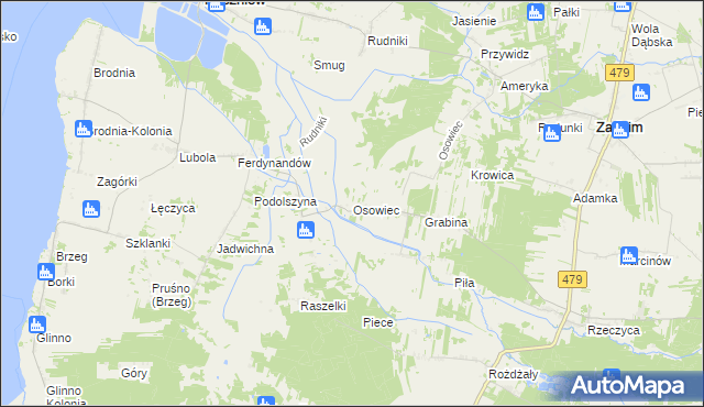 mapa Osowiec gmina Pęczniew, Osowiec gmina Pęczniew na mapie Targeo