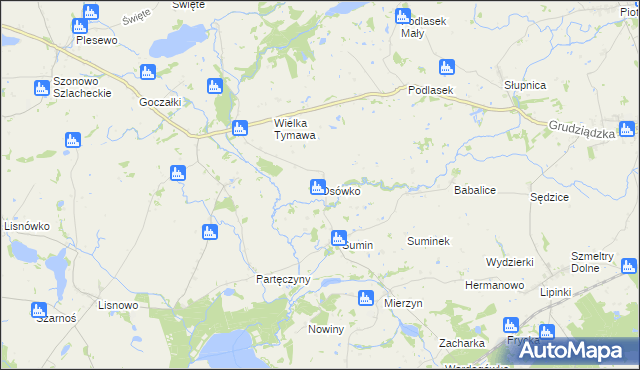 mapa Osówko gmina Biskupiec, Osówko gmina Biskupiec na mapie Targeo