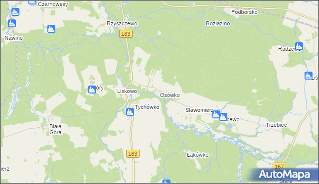 mapa Osówko gmina Tychowo, Osówko gmina Tychowo na mapie Targeo