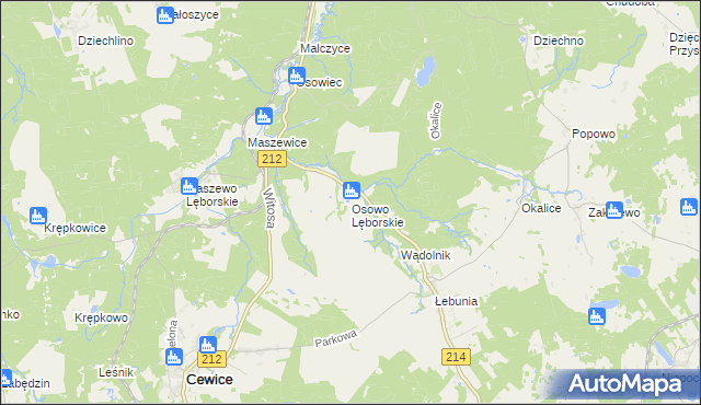 mapa Osowo Lęborskie, Osowo Lęborskie na mapie Targeo